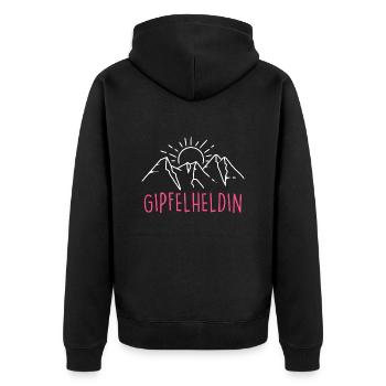 Gipfelhelden Mountain Girl Bergfan Wanderer Berge - Unisex Premium Bio Zip Hoodie - Schwarz - Hinten - Nico (187cm)