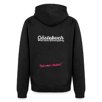 Scheidungsparty Gästebuch Ich war dabei Scheidung - Unisex Premium Bio Zip Hoodie - Schwarz - Hinten - Nico (187cm)