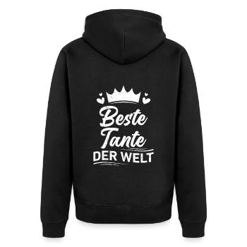 Beste Tante Muttertag Tanten weltbeste Tante - Unisex Premium Bio Zip Hoodie - Schwarz - Hinten - Nico (187cm)