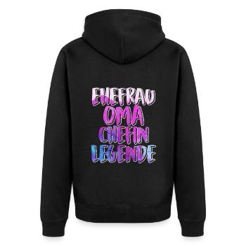 Oma Chefin Großmutter Muttertag Granny Ehefrau - Unisex Premium Bio Zip Hoodie - Schwarz - Hinten - Nico (187cm)