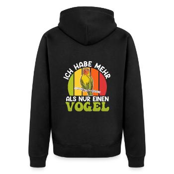 Lovebird Ich habe mehr als nur einen Vogel Papagei - Unisex Premium Bio Zip Hoodie - Schwarz - Hinten - Nico (187cm)