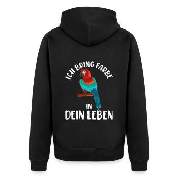 Aras Ich bring Fabe in dein Leben Papagei Fan - Unisex Premium Bio Zip Hoodie - Schwarz - Hinten - Nico (187cm)