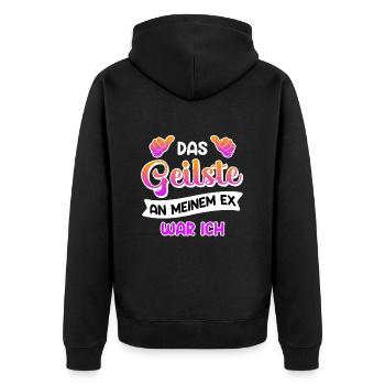 Scheidungsparty frisch Geschieden Happy Divorce - Unisex Premium Bio Zip Hoodie - Schwarz - Hinten - Nico (187cm)
