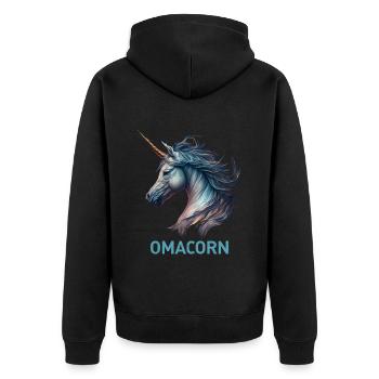 Oma Einhorn Muttertag Fans Grandma Omi - Unisex Premium Bio Zip Hoodie - Schwarz - Hinten - Nico (187cm)