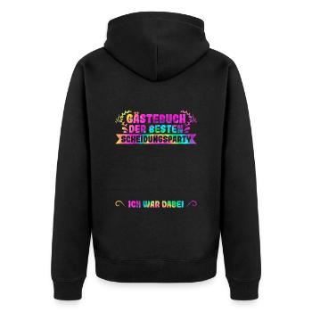 Scheidungsparty Gästebuch Ich war Dabei Scheidung - Unisex Premium Bio Zip Hoodie - Schwarz - Hinten - Nico (187cm)