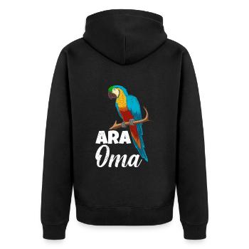 Ara Oma Macaw Grandma Vogelliebhaber Frauen - Unisex Premium Bio Zip Hoodie - Schwarz - Hinten - Nico (187cm)