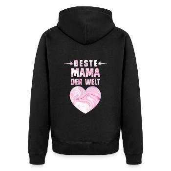 Beste Mama der Welt Muttertag weltbeste Mama - Unisex Premium Bio Zip Hoodie - Schwarz - Hinten - Nico (187cm)