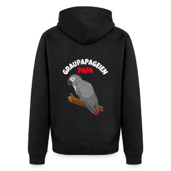 Grau Papageien Papa Papagei Fan Männer - Unisex Premium Bio Zip Hoodie - Schwarz - Hinten - Nico (187cm)