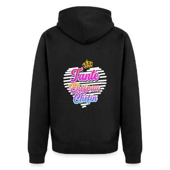 Tante Ehefrau Chefin Legende Muttertag Tanten - Unisex Premium Bio Zip Hoodie - Schwarz - Hinten - Nico (187cm)