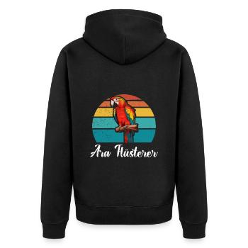 Ara Flüsterer Macaw Whisperer Papageien Fan - Unisex Premium Bio Zip Hoodie - Schwarz - Hinten - Nico (187cm)