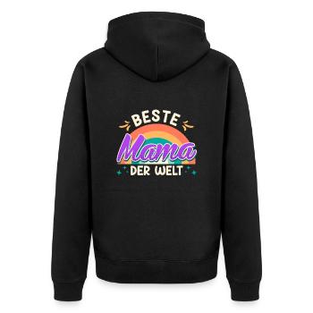 Coole Mama Muttertag weltbeste Mama Mothersday - Unisex Premium Bio Zip Hoodie - Schwarz - Hinten - Nico (187cm)