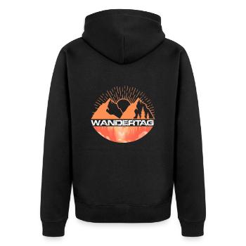Wandertage Bergfan Wandern Hiking - Unisex Premium Bio Zip Hoodie - Schwarz - Hinten - Nico (187cm)