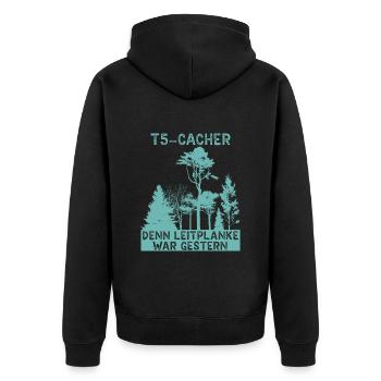 Geocache Geocacher GPS Schatzsuche Geocaching - Unisex Premium Bio Zip Hoodie - Schwarz - Hinten - Nico (187cm)