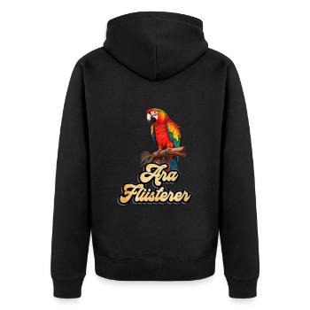 Ara Flüsterer Macaw Whisperer Papageien Fan - Unisex Premium Bio Zip Hoodie - Schwarz - Hinten - Nico (187cm)