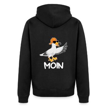 Moin Möwen Vogelfreund Norddeutschland coole Möwe - Unisex Premium Bio Zip Hoodie - Schwarz - Hinten - Nico (187cm)