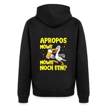 Apropos Möwe Möwie noch Een? Norddeutschland - Unisex Premium Bio Zip Hoodie - Schwarz - Hinten - Nico (187cm)