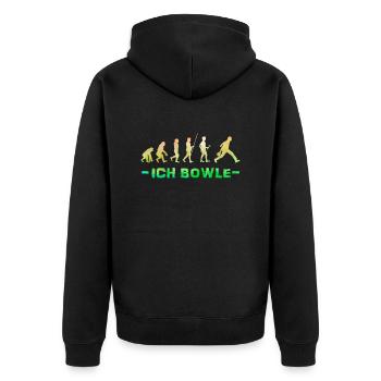 Evolution Bowling Shirt Ich Bowle Bowlingspieler - Unisex Premium Bio Zip Hoodie - Schwarz - Hinten - Nico (187cm)