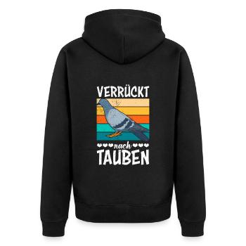 Verrückt nach Tauben Taubenhalter Tauben Fan - Unisex Premium Bio Zip Hoodie - Schwarz - Hinten - Nico (187cm)