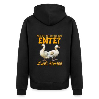 Enten What´s better than a Duck? Two Ducks! - Unisex Premium Bio Zip Hoodie - Schwarz - Hinten - Nico (187cm)