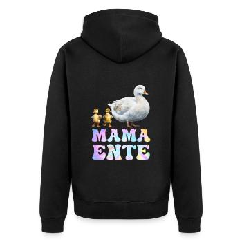 Mama Ente Entenliebhaber Ente Fan Frauen - Unisex Premium Bio Zip Hoodie - Schwarz - Hinten - Nico (187cm)