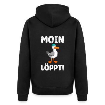 Moin Löppt! Möwen Vogelliebhaber Morgen Möwe - Unisex Premium Bio Zip Hoodie - Schwarz - Hinten - Nico (187cm)