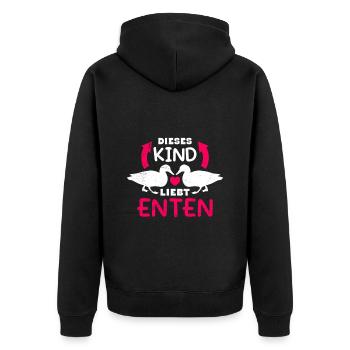 Kinder Dieses Kind liebt Enten Entchen Kid - Unisex Premium Bio Zip Hoodie - Schwarz - Hinten - Nico (187cm)
