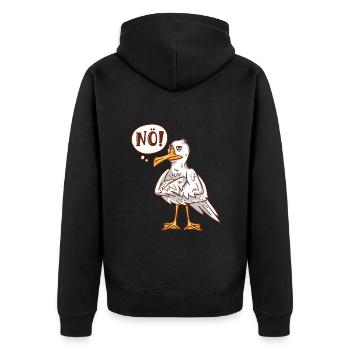 Möwen NÖ! Plattdeutscher Vogelliebhaber Shirt - Unisex Premium Bio Zip Hoodie - Schwarz - Hinten - Nico (187cm)