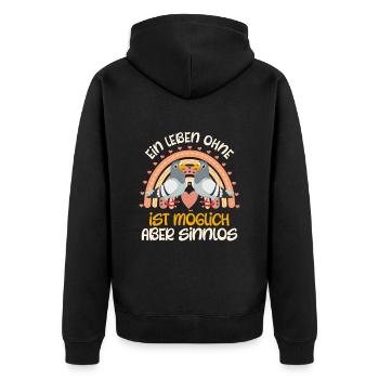 Ein Leben ohne Tauben ist Möglich aber Sinnlos - Unisex Premium Bio Zip Hoodie - Schwarz - Hinten - Nico (187cm)