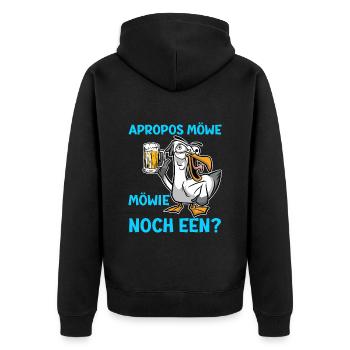 Apropos Möwe Mowie noch Een? Möwen Shirt - Unisex Premium Bio Zip Hoodie - Schwarz - Hinten - Nico (187cm)