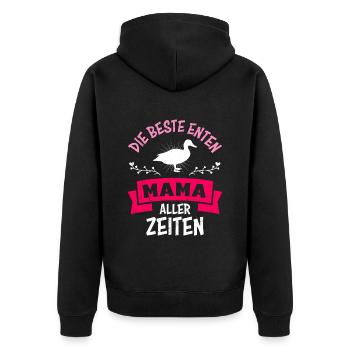 Beste Enten Mama aller Zeiten Entenliebhaber Frau - Unisex Premium Bio Zip Hoodie - Schwarz - Hinten - Nico (187cm)