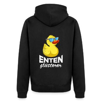 Enten Flüsterer Entenliebhaber Entchen Ente - Unisex Premium Bio Zip Hoodie - Schwarz - Hinten - Nico (187cm)
