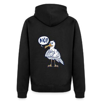 Möwen NÖ! Plattdeutscher Vogelliebhaber Shirt - Unisex Premium Bio Zip Hoodie - Schwarz - Hinten - Nico (187cm)