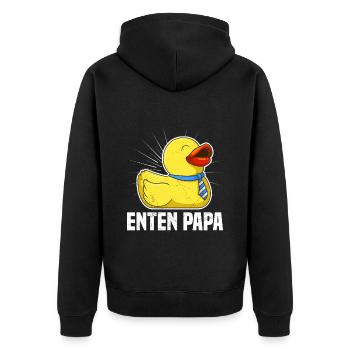 Enten Papa Entenliebhaber Entenhalter Ducks - Unisex Premium Bio Zip Hoodie - Schwarz - Hinten - Nico (187cm)