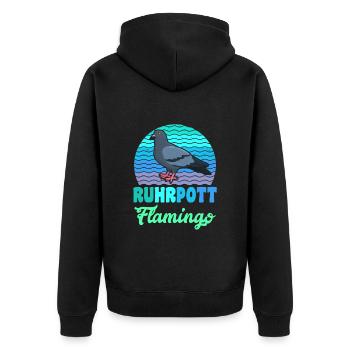 Ruhrpott Flamingo Taubenfreunde Tauben Fan - Unisex Premium Bio Zip Hoodie - Schwarz - Hinten - Nico (187cm)