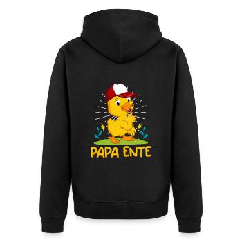 Papa Ente Entenliebhaber Männer Shirt - Unisex Premium Bio Zip Hoodie - Schwarz - Hinten - Nico (187cm)