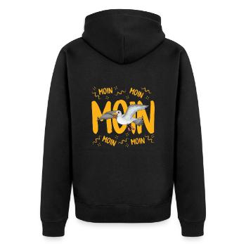 Moin Moin Moin Norddeutschland Shirt Vogelfreund - Unisex Premium Bio Zip Hoodie - Schwarz - Hinten - Nico (187cm)