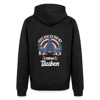 Taubenhalter Heute rede ich nur mit meinen Tauben - Unisex Premium Bio Zip Hoodie - Schwarz - Hinten - Nico (187cm)