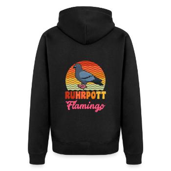 Ruhrpott Flamingo Taubenfreunde Tauben Fan - Unisex Premium Bio Zip Hoodie - Schwarz - Hinten - Nico (187cm)