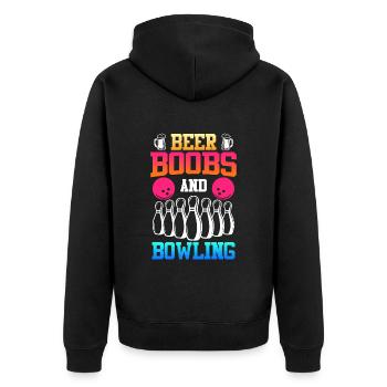 Bowling Beer Boobs and Bowling Beer Fan - Unisex Premium Organic Zip Hoodie - black - Back - Nico (187cm)
