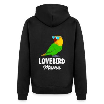Lovebird Mama Liebesvögel Papagei Halter Frauen - Unisex Premium Bio Zip Hoodie - Schwarz - Hinten - Nico (187cm)