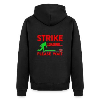 Strike Loading... Please Wait Bowlingspier - Unisex Premium Bio Zip Hoodie - Schwarz - Hinten - Nico (187cm)