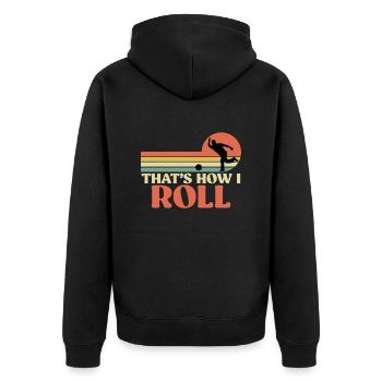 Bowling Shirt That ́s How we Roll Bowlingspieler - Unisex Premium Organic Zip Hoodie - black - Back - Nico (187cm)