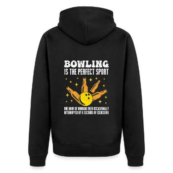 Bowling It ́s like Workout Bierfan Bowlingspieler - Unisex Premium Organic Zip Hoodie - black - Back - Nico (187cm)