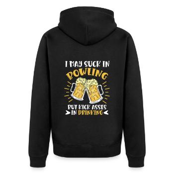 Bowling Player I may Suck in Bowling Beer Fan - Unisex Premium Organic Zip Hoodie - black - Back - Nico (187cm)
