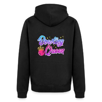 Bowling Queen Bowling Player Ladies Outfit - Unisex Premium Organic Zip Hoodie - black - Back - Nico (187cm)