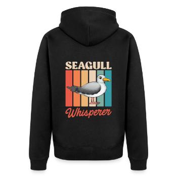 Seagull Whisperer Vogelliebhaber Seevogel - Unisex Premium Bio Zip Hoodie - Schwarz - Hinten - Nico (187cm)
