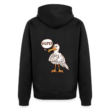 Seagulls NOPE! Low German Bird Lover Shirt - Unisex Premium Organic Zip Hoodie - black - Back - Nico (187cm)