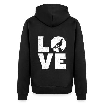 AMOUR Pigeons Amoureux des oiseaux Amoureux des pigeons - Veste à capuche bio Premium Unisexe - noir - Dos - Nico (187cm)