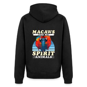Aras Macaws are my Spirit Animals Macaw Parrot - Unisex Premium Organic Zip Hoodie - black - Back - Nico (187cm)