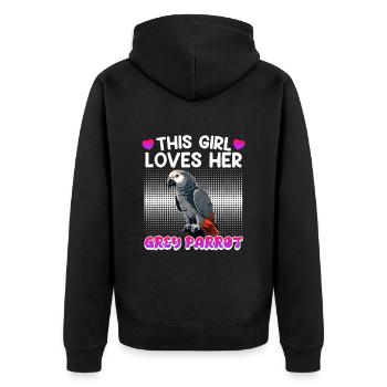 Cette fille aime ses filles perroquets gris - Veste à capuche bio Premium Unisexe - noir - Dos - Nico (187cm)